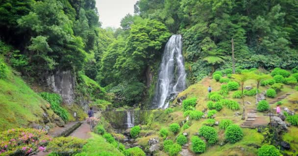 Veu Noiva Waterfall Sao Miguel Island Azores Portugal — Stock Video