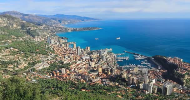 Aerial Panorama Monaco Made Dog Head Cliff Tete Chien — Stock Video