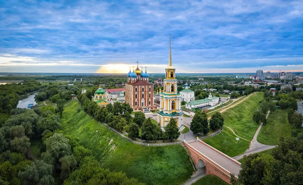 Ryazan Kremlin Üzerinde Gündoğumu Havadan Görünümü Ryazan Rusya Federasyonu — Stok fotoğraf