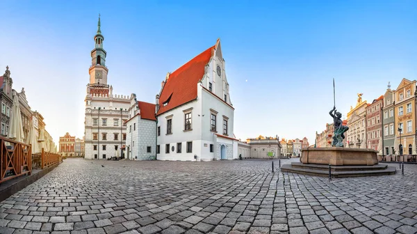 Panoráma Starého Náměstí Stary Rynek Poznani Historickou Budovou Naváží Domu — Stock fotografie
