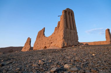 Ruins of Djanpik qala:  9-10th century Khorezm fotress situated on the right bank of Amu Darya river  in Karakalpakstan region of Uzbekistan clipart