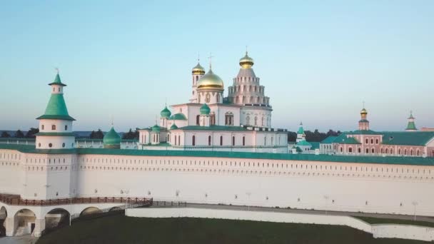 Vista Aérea Sobre Novo Mosteiro Jerusalém Istra Oblast Moscou Rússia — Vídeo de Stock