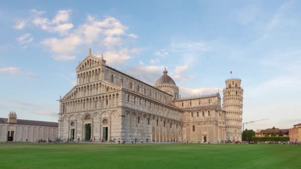 Schiefer Turm Der Kathedrale Von Pisa Und Pisa Zoom Zeitraffer — Stockvideo