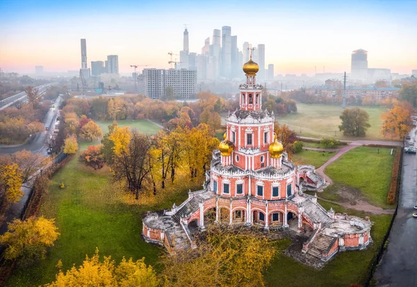 Veduta Aerea Della Chiesa Barocca Dell Intercessione Fili Mosca Russia — Foto Stock