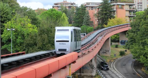 Pérouse Italie Octobre 2018 Transport Minimetro Système Déplacement Automatique Personnes — Video