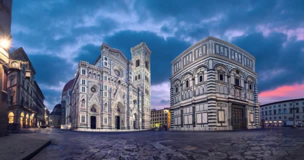 Florence Soumraku Panoramatický Pohled Katedrála Santa Maria Del Fiore Itálie — Stock video