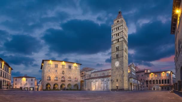 Pistoia Itálie Pohled Náměstí Staré Radnice Katedrála Statický Obrázek Animovaná — Stock video