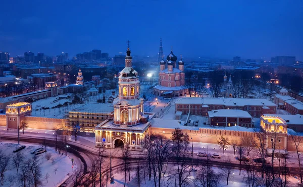 Veduta Aerea Del Monastero Donskoy Con Torre Del Cancello Primo — Foto Stock