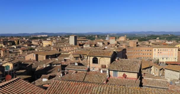 シエナ イタリア カンポ広場とトッレ マンジアの塔と都市のパノラマ ビュー — ストック動画