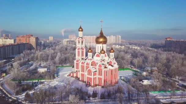 Odintsovo Russia Veduta Aerea Del Tempio San Giorgio Inverno — Video Stock