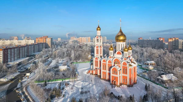 Odintsovo Moscova Rusia Peisaj Aerian Templul Gheorghe Iarna — Fotografie, imagine de stoc