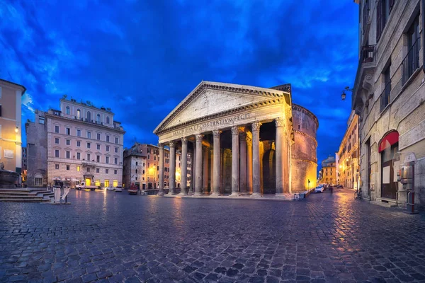 Rome Italië Brede Hoekmening Van Pantheon Schemering Met Hdr Ingang — Stockfoto