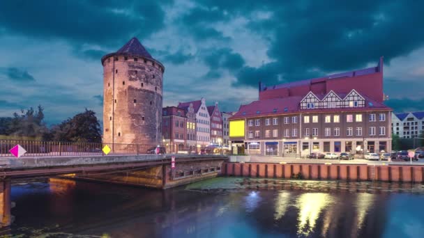 Gdansk Poland Brama Stagiewna Milk Cans Gate Old Town Static — Stock Video