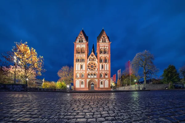 Limburgse Kathedraal in de schemering, Limburg an der Lahn, Duitsland — Stockfoto