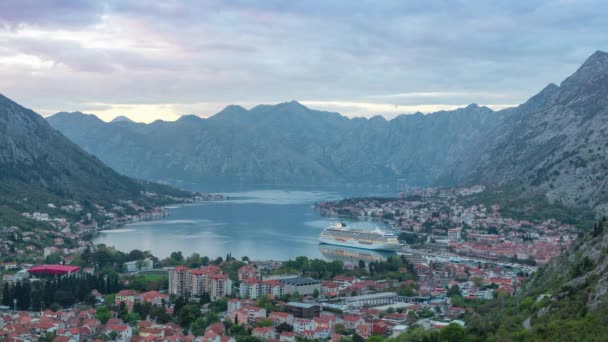 Bucht Von Kotor Montenegro Zeitraffer Von Tag Nacht — Stockvideo