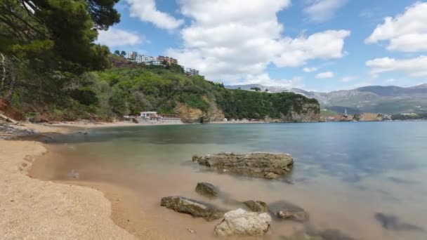 Vista Panorámica Playa Mogren Budva Montenegro — Vídeos de Stock