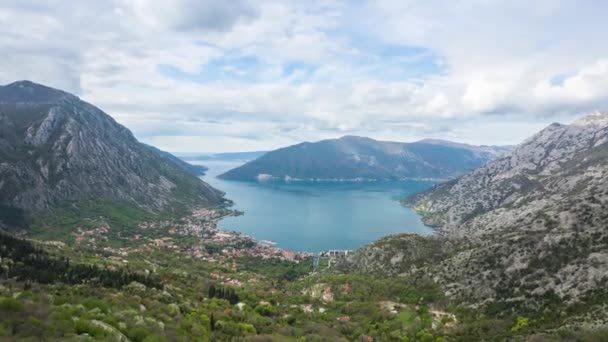 Vista Kotor Bay Desde Risan Downhill Road Montenegro — Vídeo de stock
