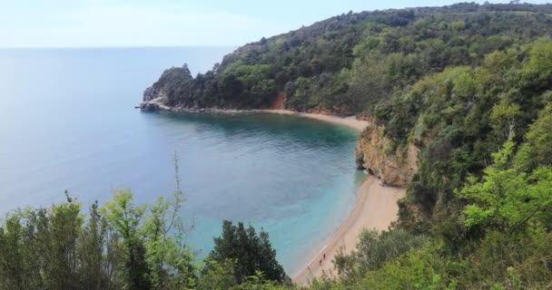 Utsikt Över Mogren Stranden Budva Montenegro — Stockvideo