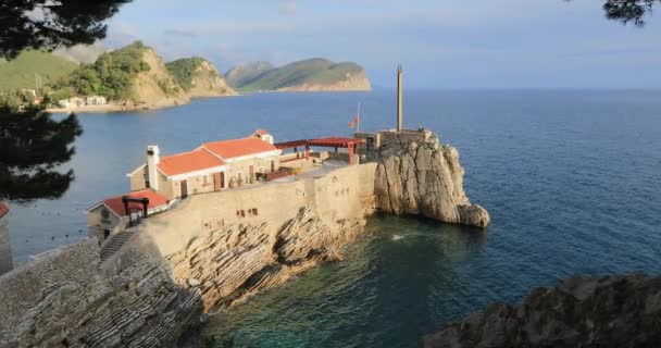 Vista Del Castillo Kastio Petrovac Montenegro — Vídeo de stock