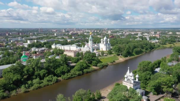 Flygbild Över Vologda Kremlin Och Vologda River Ryssland — Stockvideo