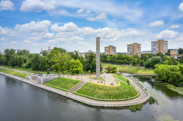 Oryol, Russia. Confluence of Oka and Orlik rivers called Strelka — Stock Photo, Image