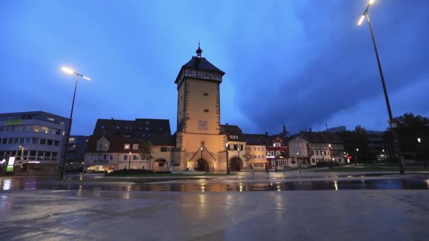 Reutlingen Alemanha Histórico Tubinger Tor Entardecer — Vídeo de Stock