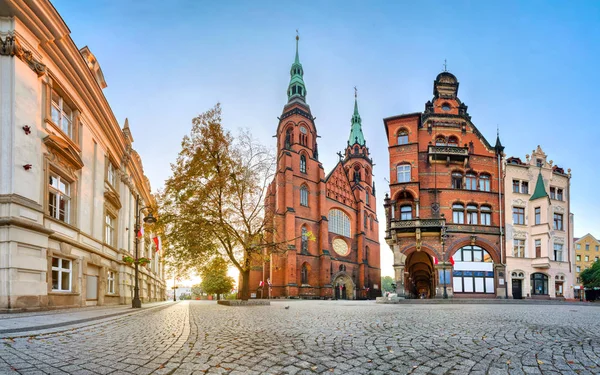 Legnica, Polen. Uitzicht op de kathedraal van St. Petrus en Paulus de APO — Stockfoto