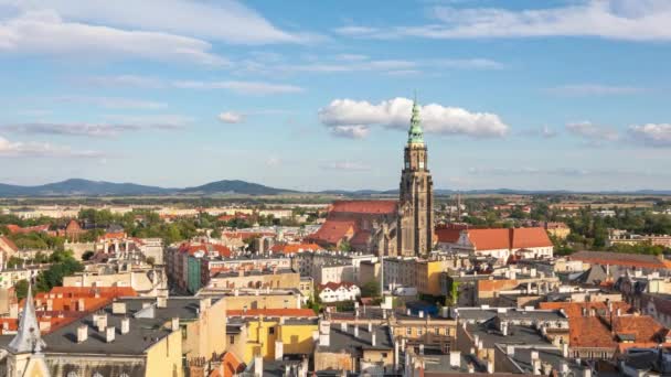 Swidnica Şehir Manzarası Stanislaus Katedrali Wenceslaus Ile Polonya — Stok video