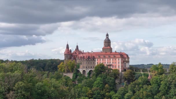 Ksiaz Kalesinin Görünümü Silezya Polonya — Stok video