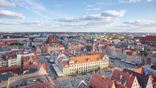 Vista Aérea Praça Rynek Wroclaw Polônia Vídeo Lapso Tempo — Vídeo de Stock