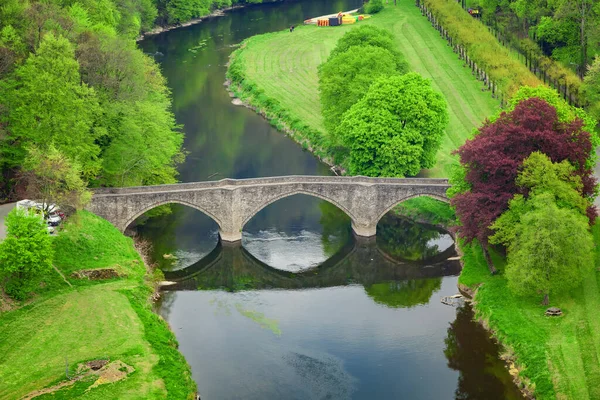 Bouillon Belgium Magas Szögű Kilátás Íves Kőhídra Pont Cordemoy Semois — Stock Fotó