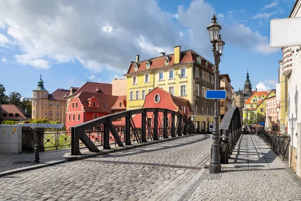 Клодзко Польша Вид Железный Мост Мост Зеленый Здания Старого Города — стоковое фото