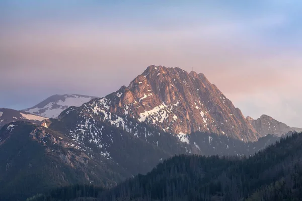 Góra Giewont Polskich Tatrach Widok Nosal Słońce — Zdjęcie stockowe