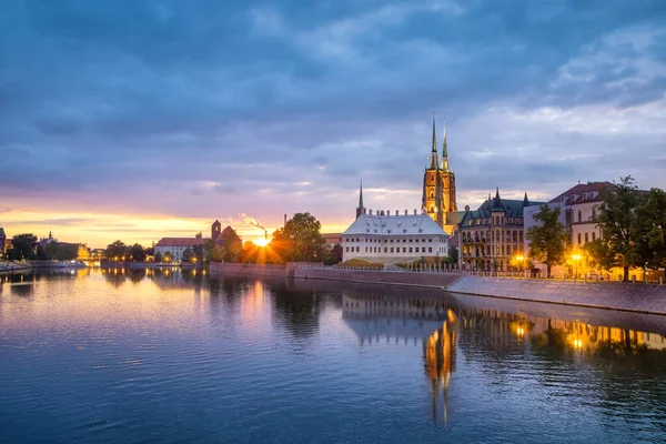 Wroclaw Poland View Cathedral Island Ostrow Tumski Odra River Beautiful Stock Photo