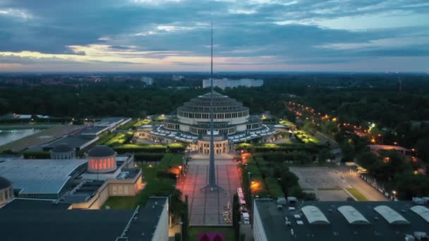 Wroclaw Polonya Centennial Hall Hala Stulecia Havadan Görünüşü Sergi Konserler — Stok video