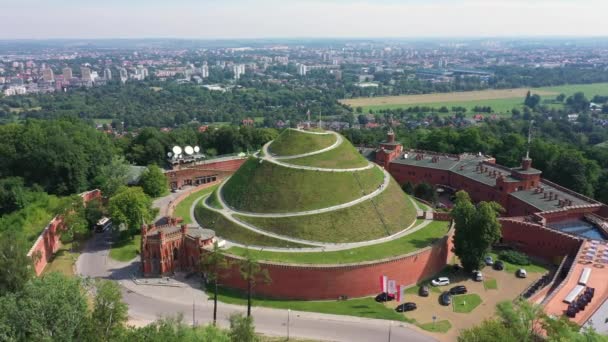 Vista Aérea Kosciuszko Mound Cracóvia Polônia — Vídeo de Stock