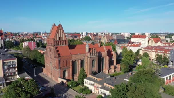 Gdansk Polónia Vista Aérea Igreja Dos Santos Pedro Paulo — Vídeo de Stock