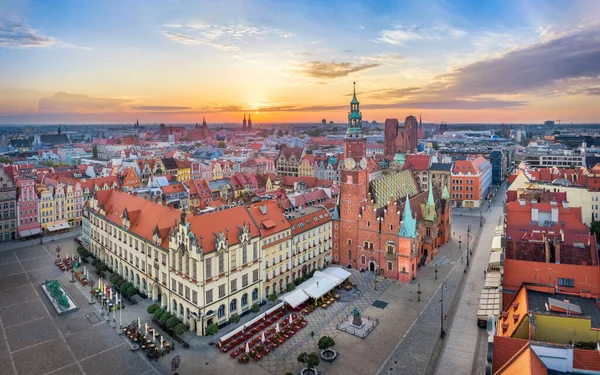 Wroclaw Poland Aerial View Rynek Square Historic Gothic Town Hall — Stock Photo, Image
