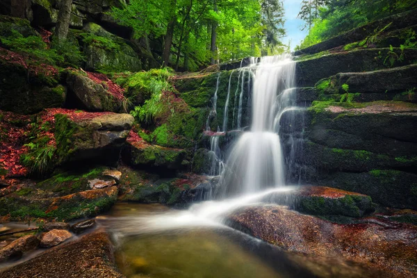Каскадный Водопад Национальном Парке Карконоше Нижняя Силезия Польша Стоковое Изображение