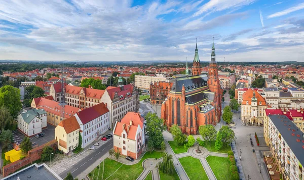 Легница Польша Воздушная Панорама Города Собором Святого Петра Павла Стоковое Фото