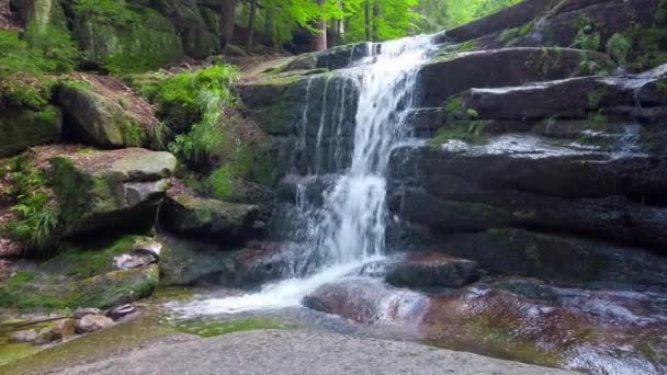 Vodopád Kaskady Myi Karkonošském Národním Parku Dolní Slezsko Polsko — Stock video