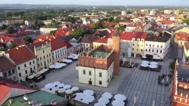 Tarnow Polônia Agosto 2020 Vista Aérea Praça Rynek Construção Histórica — Vídeo de Stock