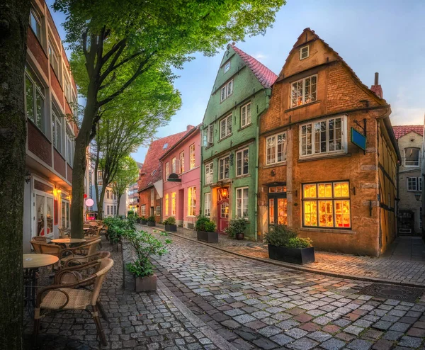 Schnoor Picturesque Historic District Cobblestone Streets Small Colorful Houses Bremen Stock Picture
