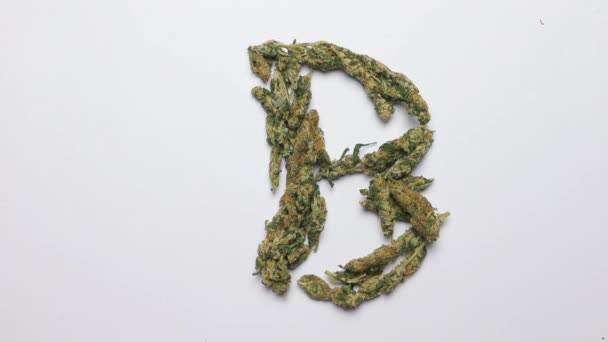 Letra b del alfabeto inglés hecho de cannabis — Vídeo de stock