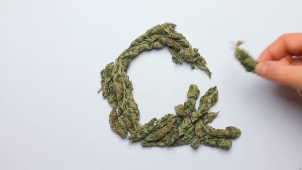 Timelapse, hands make the letter S of the Czech abphabet from cannabis — Stock video