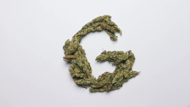 Buchstabe g des englischen Alphabets von Marihuana — Stockvideo