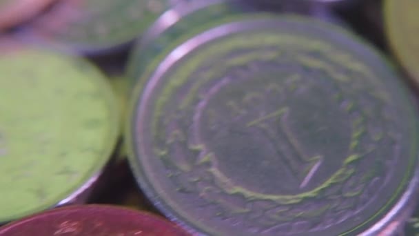 Cerrar un montón de monedas — Vídeos de Stock