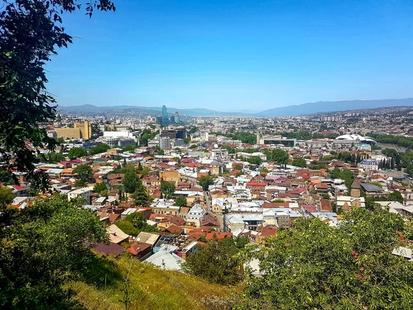 Panorámás Kilátás Nyílik Történelmi Központjában Tbiliszi Főváros Grúzia Kiváló Minőségű — Stock Fotó