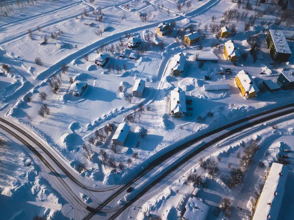 Aerial Winter View Kiruna Northernmost Town Sweden Province Lapland Winter — Stock Photo, Image