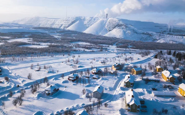 Vista Aérea Inverno Kiruna Cidade Mais Setentrional Suécia Província Lapônia — Fotografia de Stock